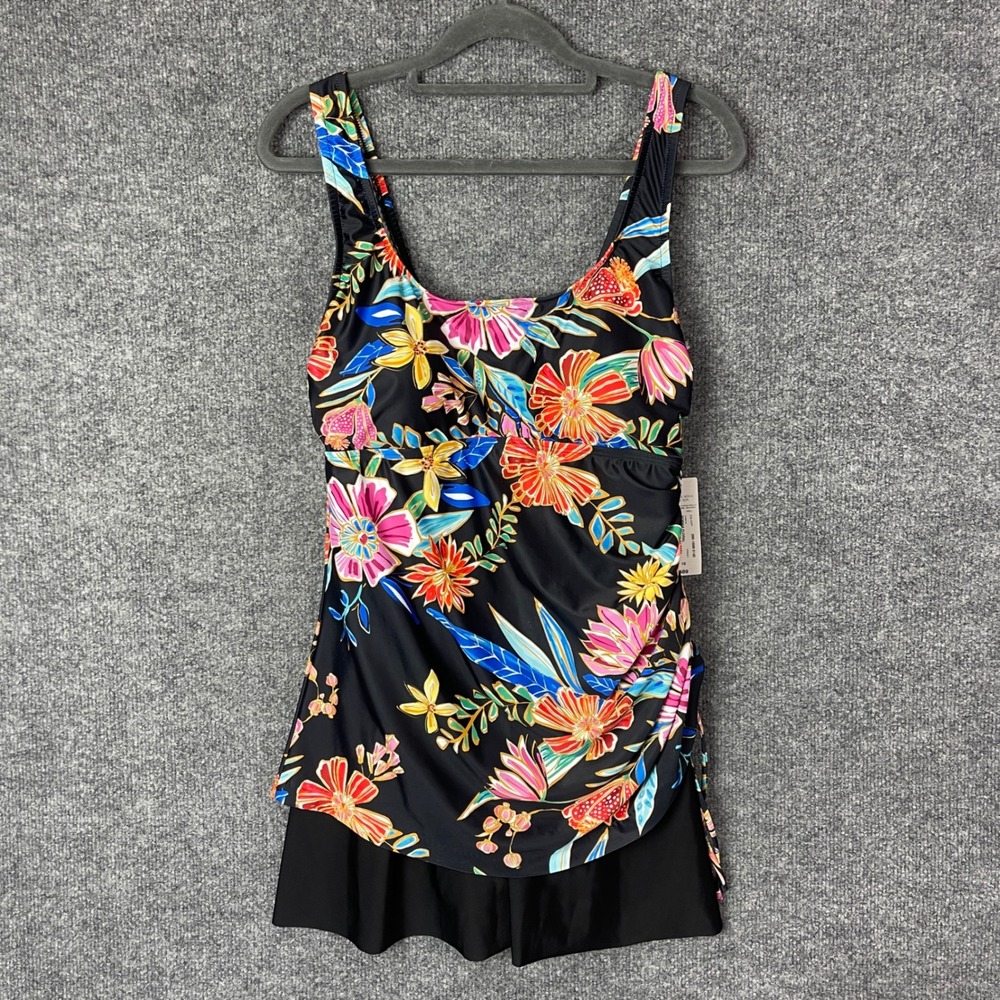 NEW sonnet shores Seabreeze Aqua Tankini Swimsuit 10 Floral Print
